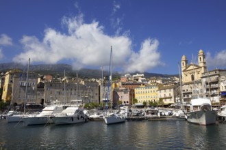 Old port with marina and church of Saint Jean-Baptiste à Bastia or church of St. John the Baptist,