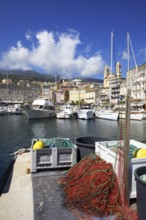 Old port with marina and church of Saint Jean-Baptiste à Bastia or church of St. John the Baptist,