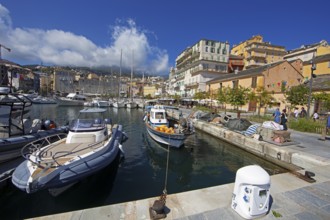Old port with marina, Port de Plaisance or Vieux Port, old town, Bastia, Haute-Corse department,