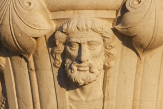 Figure depicting a capital of the Doge's Palace, San Marco, Venice, Veneto, Italy