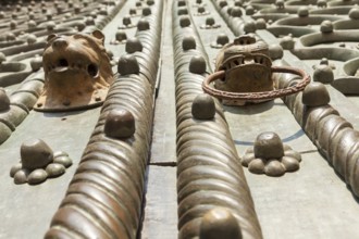 Lion heads at the main portal of Marcus Basilica, San Marco, Venice, Veneto, Italy