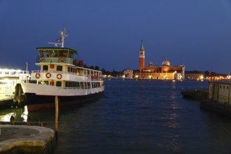 Ferry off San Maggiore Island in the evening, Venice, Veneto, Italy