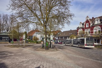 Niedersprockhövel church bus stop, bus platform, public architecture, houses, residential buildings