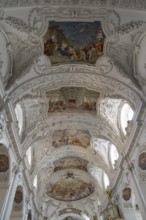 Vaulted ceiling with frescoes, baroque, parish church of St. Quirinus, former monastery church,