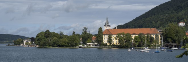 Parish Church of St. Quirinus, Tegernsee Abbey, Castle with Braustüberl, view from Seeufer Point,