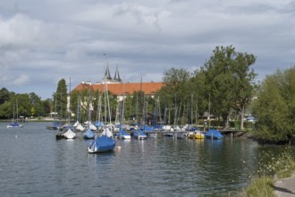 Parish Church of St. Quirinus, Tegernsee Abbey, Castle with Braustüberl, boats on the lake, village