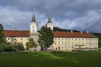 Parish Church of St. Quirinus, Tegernsee Abbey, Castle with Braustüberl, Dramatic Clouds, Town of