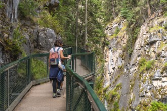 Mother and children enjoying the breathtaking views while walking along the scenic catwalks of