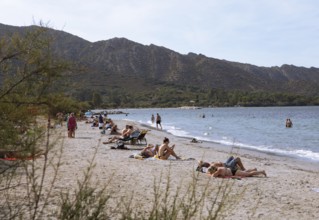 Beach or Plage de la Roya on the Gulf of Saint-Florent in the Mediterranean, Haute-Corse, Corsica