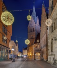 Christmas lights at the market church and old town hall in Hanover Germany