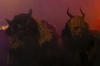 Krampuse, fog, murmurs, winter, Waldburg Castle, Waldburg, Allgäu, Baden-Württemberg, Germany