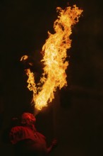 Fire Breather, Raunacht, Winter, Waldburg Castle, Waldburg, Allgäu, Baden-Württemberg, Germany