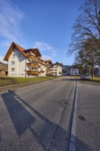 Houses, general architecture, residential buildings, apartment buildings, street, sidewalk, trees,