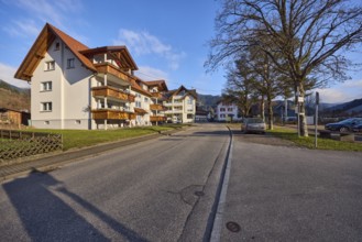 Houses, general architecture, residential buildings, apartment buildings, street, sidewalk, trees,