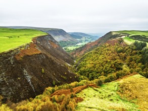 Autumn colours of Ffrwd Fawr Waterfall, Dylife, Llanbrynmair, Powys, Wales, UK