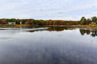 Riverfront, Fall Leaves, Indian Summer, Kennebunk River, Maine, New England, USA