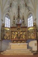 Late Gothic high altar by sculptor Jörg Syrlin the Younger of the Ulm School built in 1494, wood
