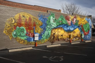 Arvada, Colorado - A mural showing Colorado wildlife on the Holliway Building in Old Town Arvada