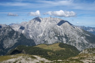 View from Kahlersberg of the Gotzenalm and the Watzmann with the east face, Berchtesgaden National