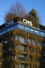 Green façade on the new building, CMS Hasche Sigle office building, Calwer Straße, Logo, Stuttgart,