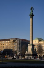 People, passers-by, anniversary column, Concordia, Schlossplatz, Stuttgart, Baden-Württemberg,
