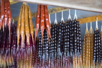 Hanging traditional Georgian sweets made from dried fruits and nuts, Churchkhela, Georgian