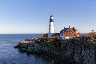 Rocky Coast Lighthouse, Portland Head lighthouse, Cape Elizabeth, Portland, Maine, New England, USA
