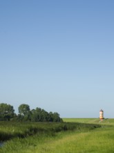 Pilsum lighthouse in the background, Krummhörn Municipality, East Frisia, Germany