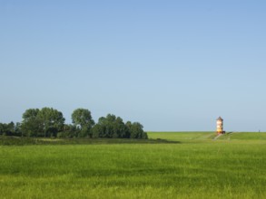 Pilsum lighthouse in the background, Krummhörn Municipality, East Frisia, Germany