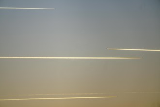 Contrails from aircraft at higher altitudes, North Rhine-Westphalia, Germany