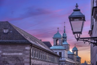 Towers of the historic Wolff Town Hall, built in 1616, evening sky, Nuremberg, Middle Franconia,