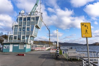 Construction site of the new regatta stand at Lake Baldeney in Essen, North Rhine-Westphalia,