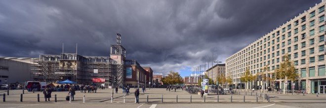 Main station, scaffolding, renovation, general architecture, buildings, modern buildings, barrier