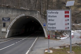 Road traffic tunnel in the municipality of Blatten closed, Goppenstein, Valais, Switzerland