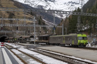 Autoverlad Lötschberg bls Eisenbahn, Goppenstein, Valais, Switzerland