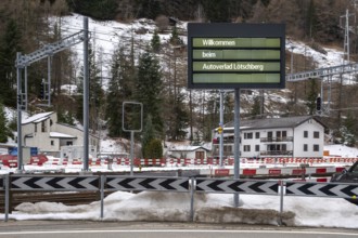 Sign Lötschberg Autoverlad, Goppenstein, Valais, Switzerland