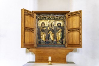 Altar in the interior of St. Peter's Cathedral in Bautzen, Upper Lusatia, Saxony, Germany
