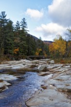 Rapids, Rocky Gorge, Swift River, picturesque riverscape near Albany, autumn leaves, Indian Summer,