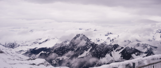 Another onset of winter in May, panorama from the summit station of the Nebelhorn, 2224m, to