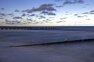 Groows in the sea, evening light, long exposure, Zingst, Fischland-Darß-Zingst, Western Pomerania