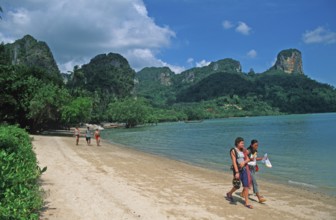 People, beach, Railay East, two years in front of the tsunami, Krabi, Thailand, December 2002,