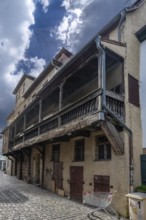 Historic residential building with wooden balcony, Old Town, Fürth, Middle Franconia, Bavaria,