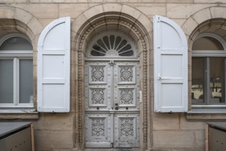 Decorative front door of a residential building, built around 1880, Fürth, Middle Franconia,