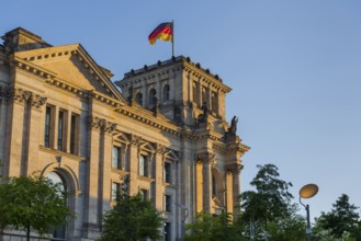 The Reichstag in the evening sun in the government district, Berlin