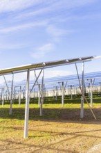 Metal frameworks for solar modules on green soil, energy revolution, construction of PV open space,