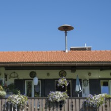 Siren on a house roof, warning the alarm in case of danger, Kreuth, Tegernsee Valley, Upper