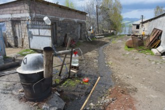 Rural scenery with a distillation plant on a road, schnapps production, Sameba, Kvemo Kartli