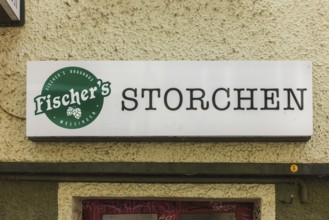 Storchen sign, façade, pub, traditional restaurant, Bierkneipe an der Ammer, Tübingen,
