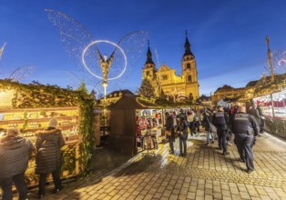 Baroque Christmas market on Ludwigsburg's market square. Police patrol. Ludwigsburg,