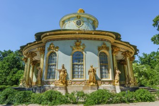 Chinese house, tea house with golden sculptures, Sanssouci Park, Potsdam